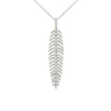 18 Karat White Gold Diamond Feather Pendant
