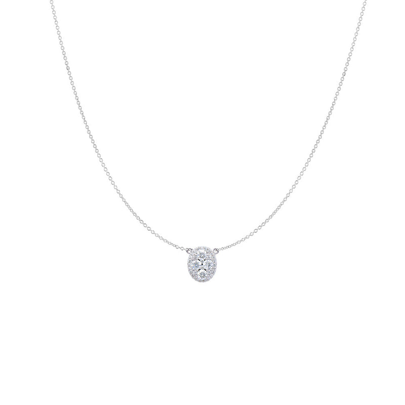 18 Karat White Gold Diamond illusion setting necklace
