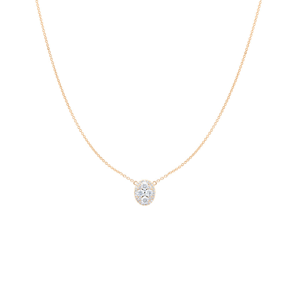 18 Karat Yellow Gold Diamond illusion setting necklace