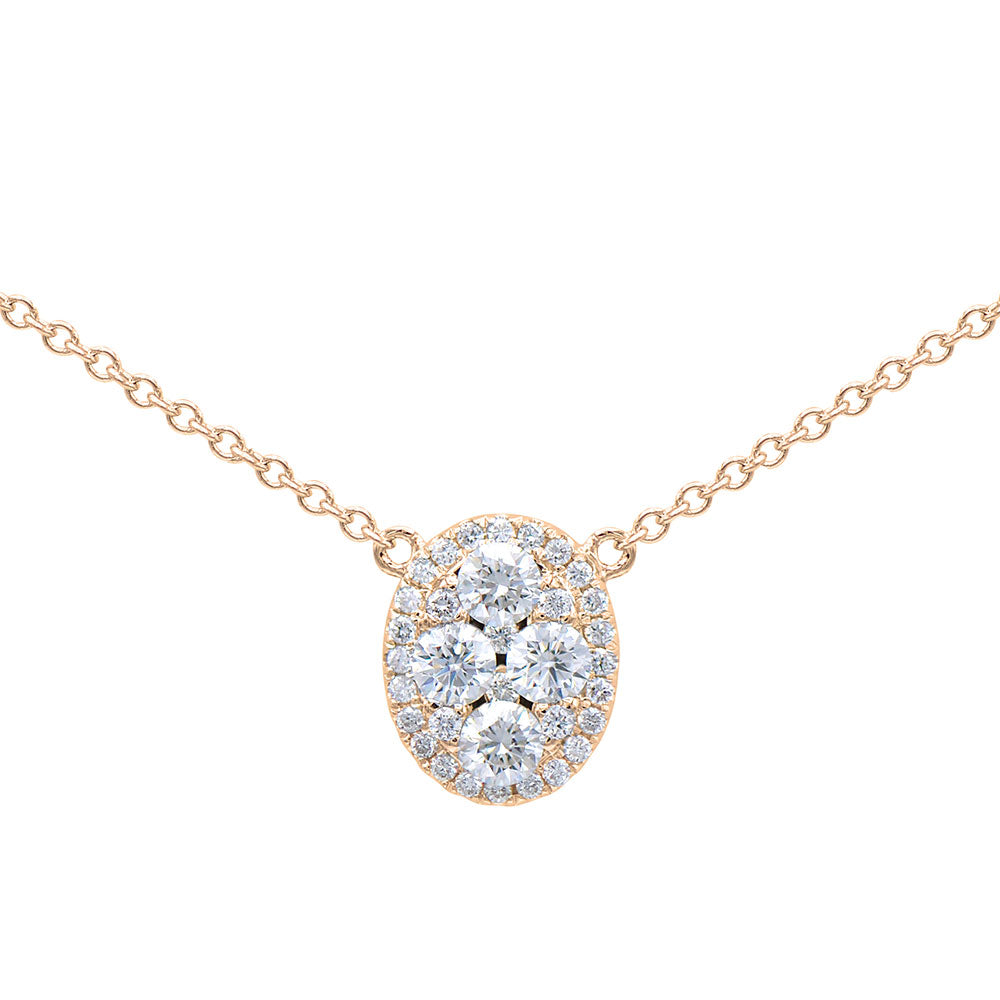 18 Karat Yellow Gold Diamond illusion setting necklace