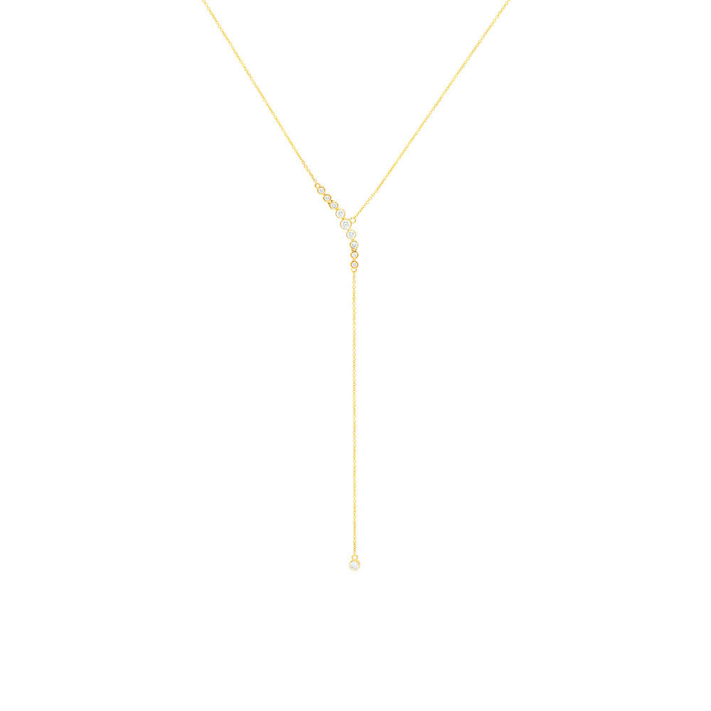 18 Karat Yellow Gold lariat Diamond necklace