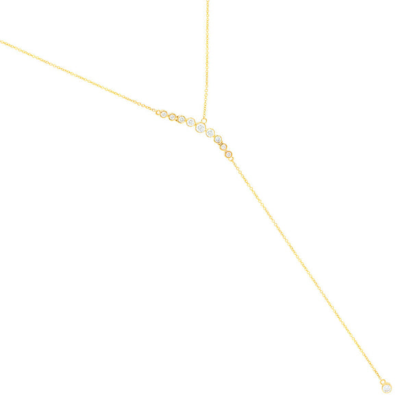 18 Karat Yellow Gold lariat Diamond necklace