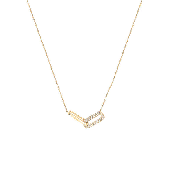 18 Karat Yellow Gold Diamond paperclip necklace