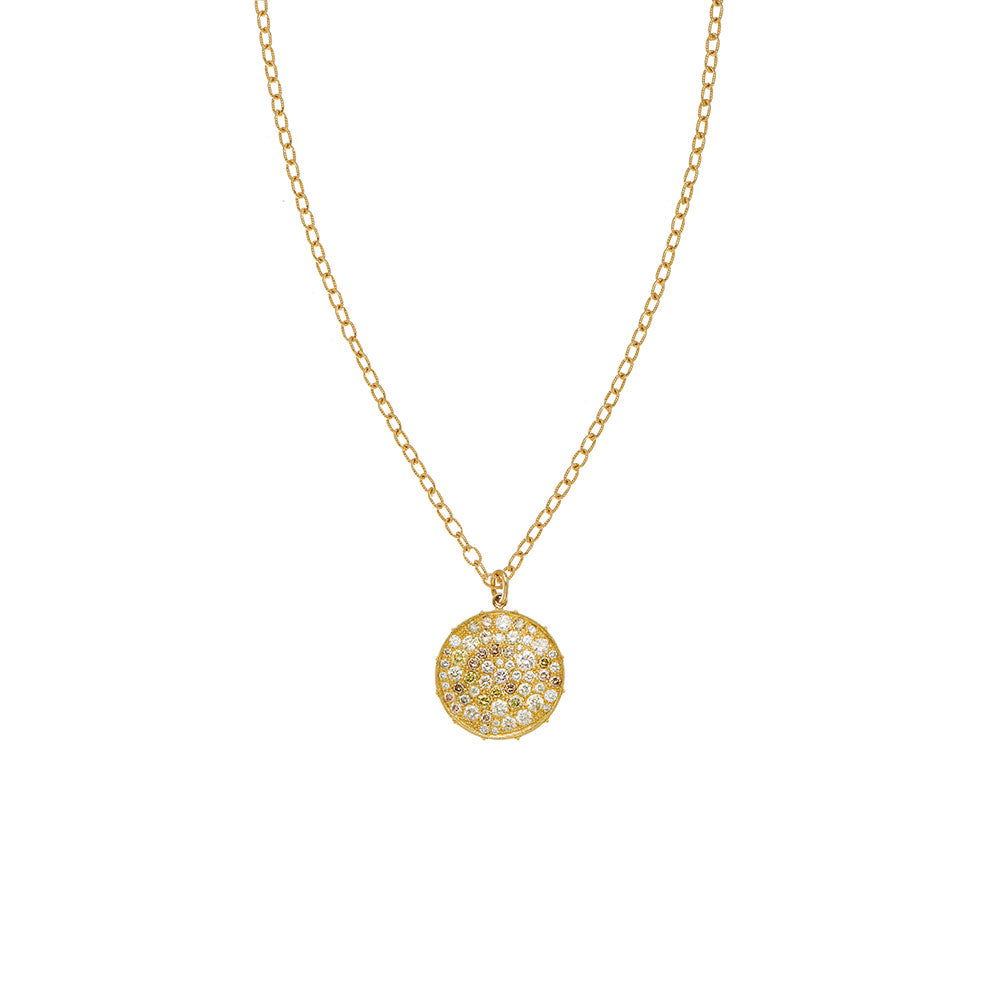 18 Karat Yellow Gold Confetti Pendant with Multi Colored Diamonds