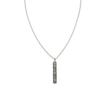 18 Karat White Gold Confetti long tag pendant with Black Rhodium and White Diamonds