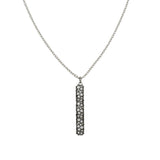 18 Karat White Gold Confetti long tag pendant with Black Rhodium and White Diamonds