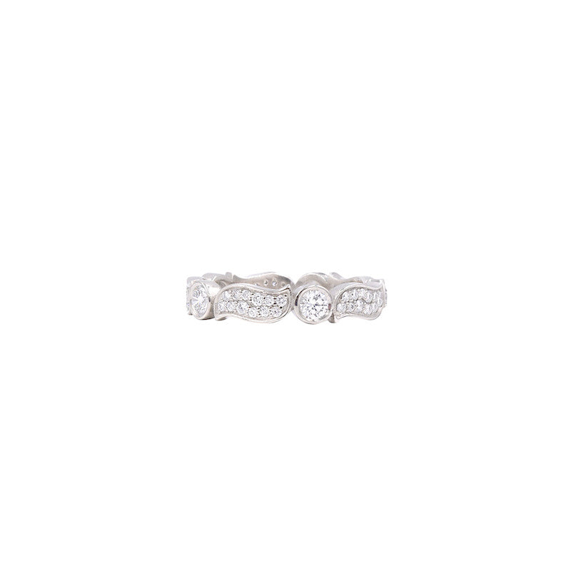 18 Karat White Gold Diamond Wave Band