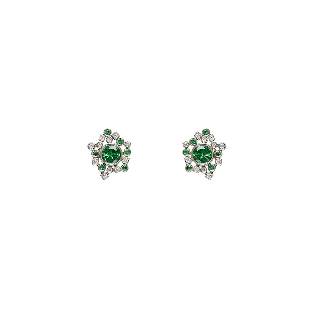 18 Karat White Gold Tsavorite and Diamond Earrings