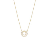 18 Karat Yellow Gold Double Circle Diamond Necklace
