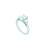 18 Karat White Gold 3 Stone Ring with GIA Emerald Cut Diamond and Side Trapezoid Diamonds