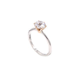 18 Karat White Gold Ring with 6 Prong Setting, White Diamond Round American Rose Brilliant Cut