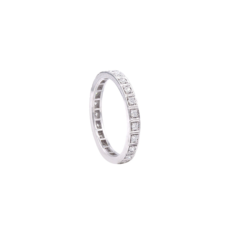 18 Karat White Gold Square Diamond Band