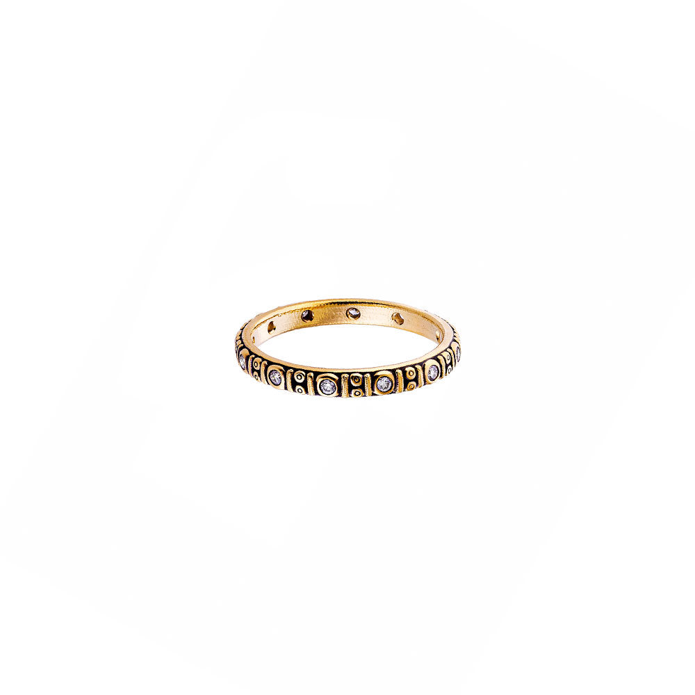 18 Karat Yellow Gold Circle band with diamond band