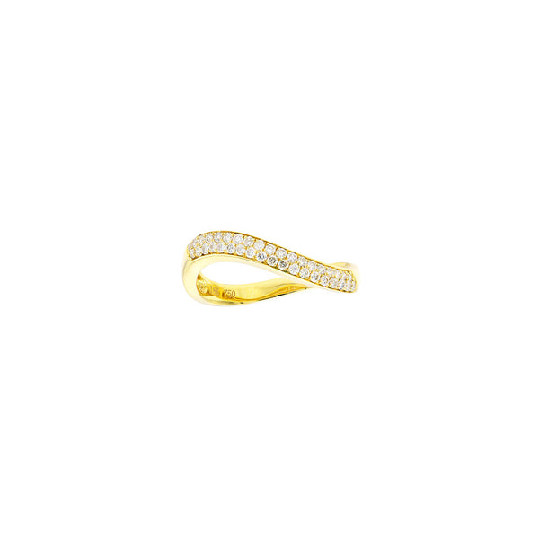 18 Karat Yellow Gold Diamond wave ring