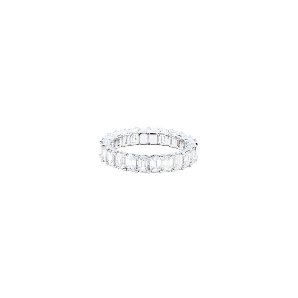 18 Karat White Gold Eternity Band with Emerald Cut diamonds