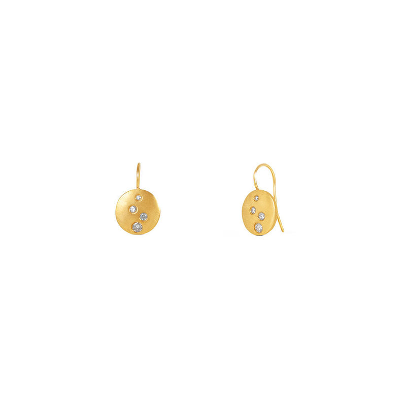 14 Karat Yellow Gold ROYCE Disc Diamond Earrings