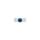 18 Karat White Gold Ring with Ceylon Sapphire and Diamonds