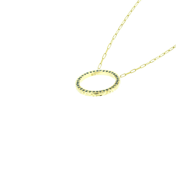 18 Karat Yellow Gold Eternity Necklace with Black Diamonds