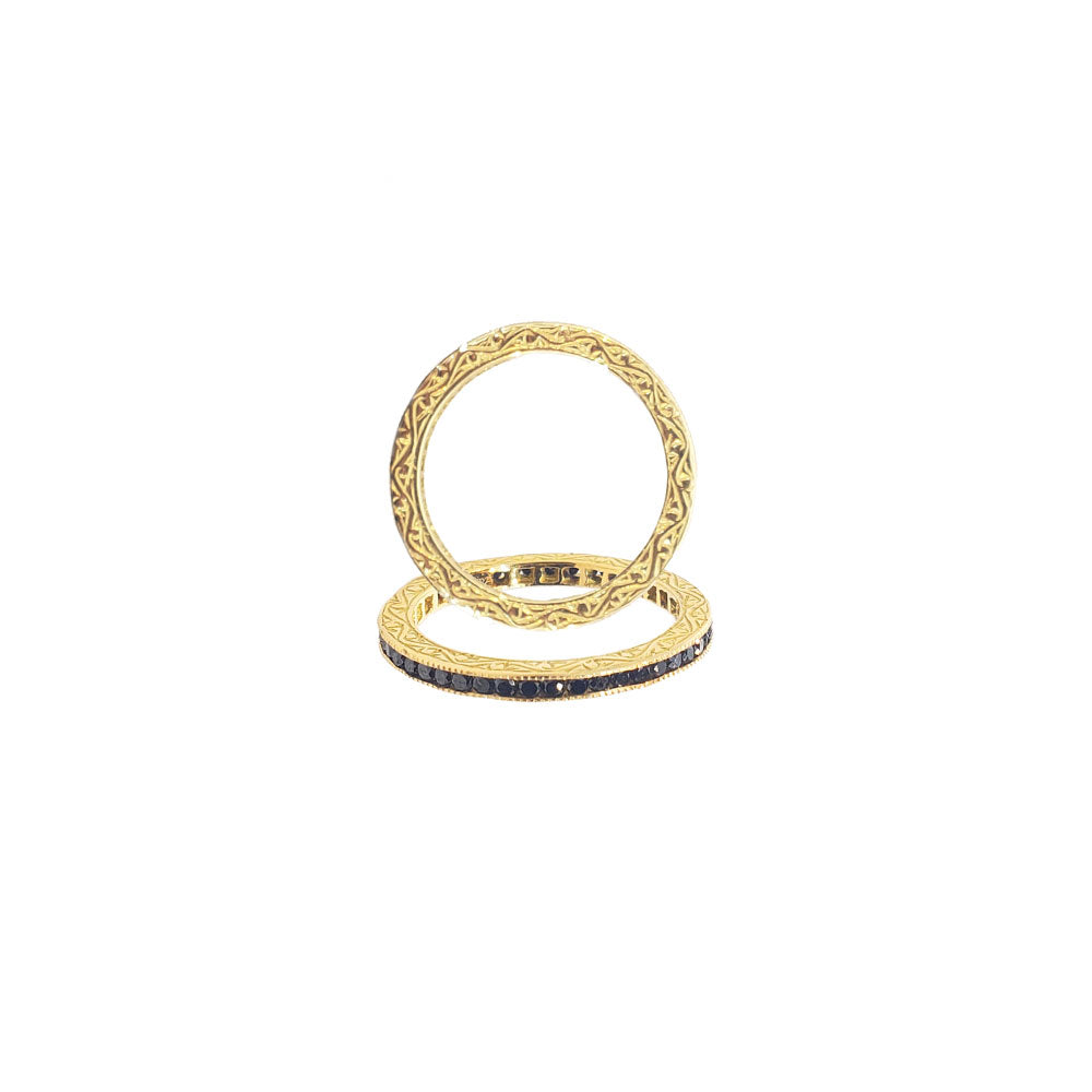 18 Karat Yellow Gold Black Diamond Channel Band