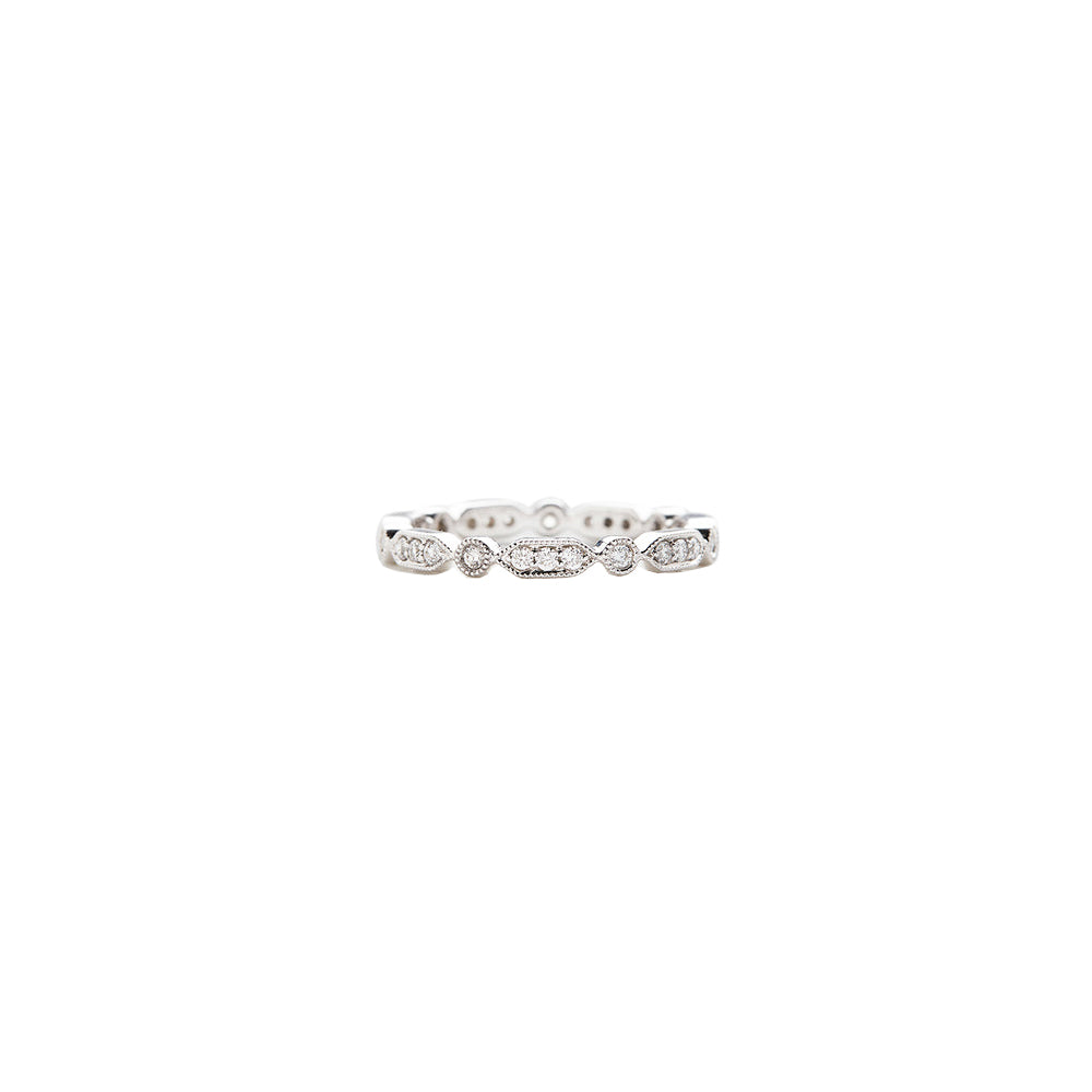 18 Karat White Gold Deco Mini Diamond Band