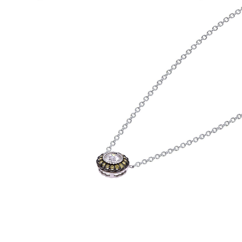 18 Karat White Gold Necklace with Rose Cut and Green Diamonds