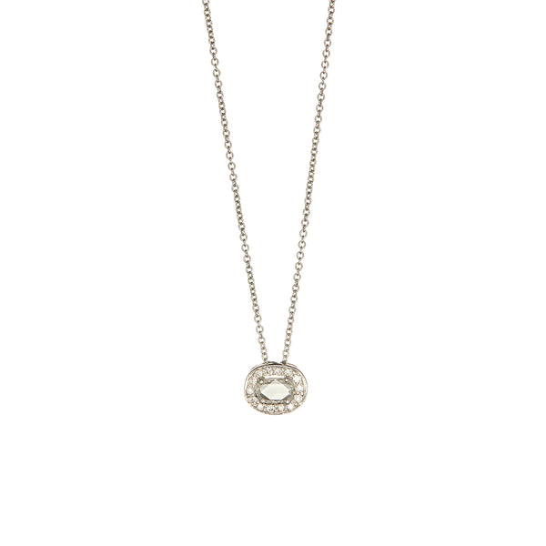 White Gold Oval Diamond Pendant - Sofia Jewelry
