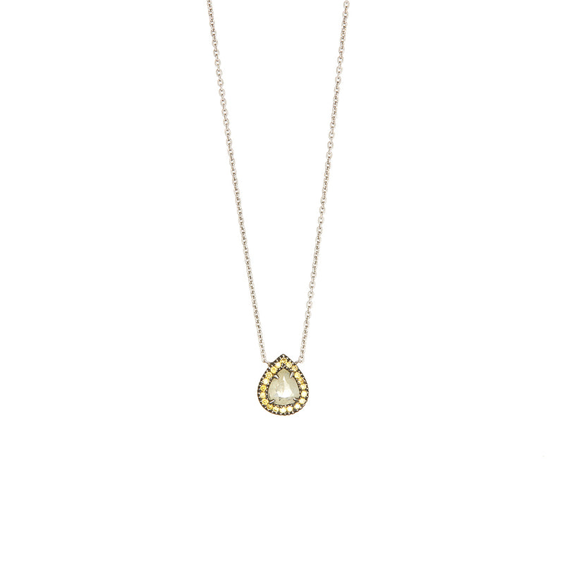 White Gold Opaque Green Diamond Necklace - Sofia Jewelry