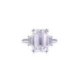 Platinum Three Stone Ring with 5.07 Emerald Cut Diamond