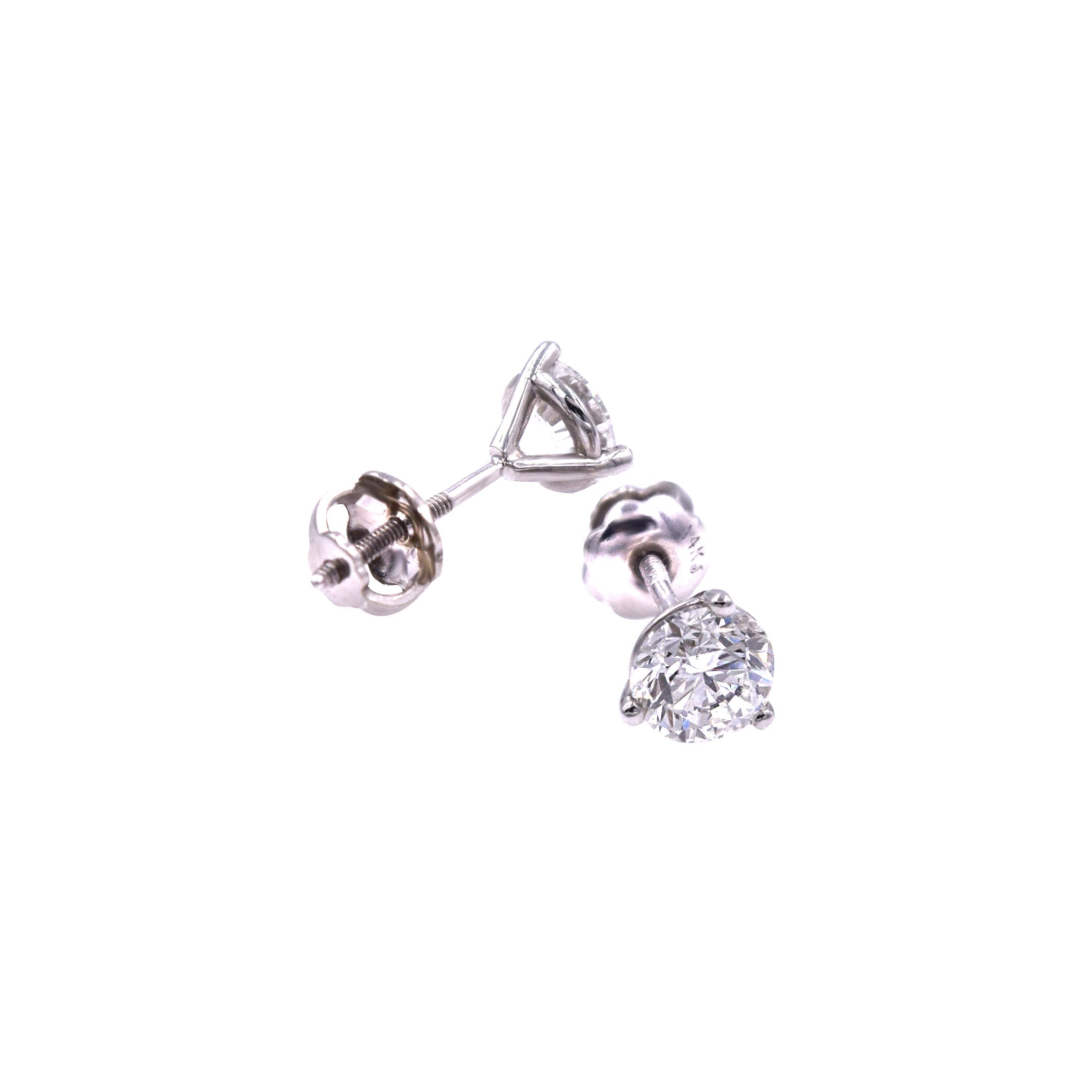 14 Karat White Gold Diamond Stud Earrings