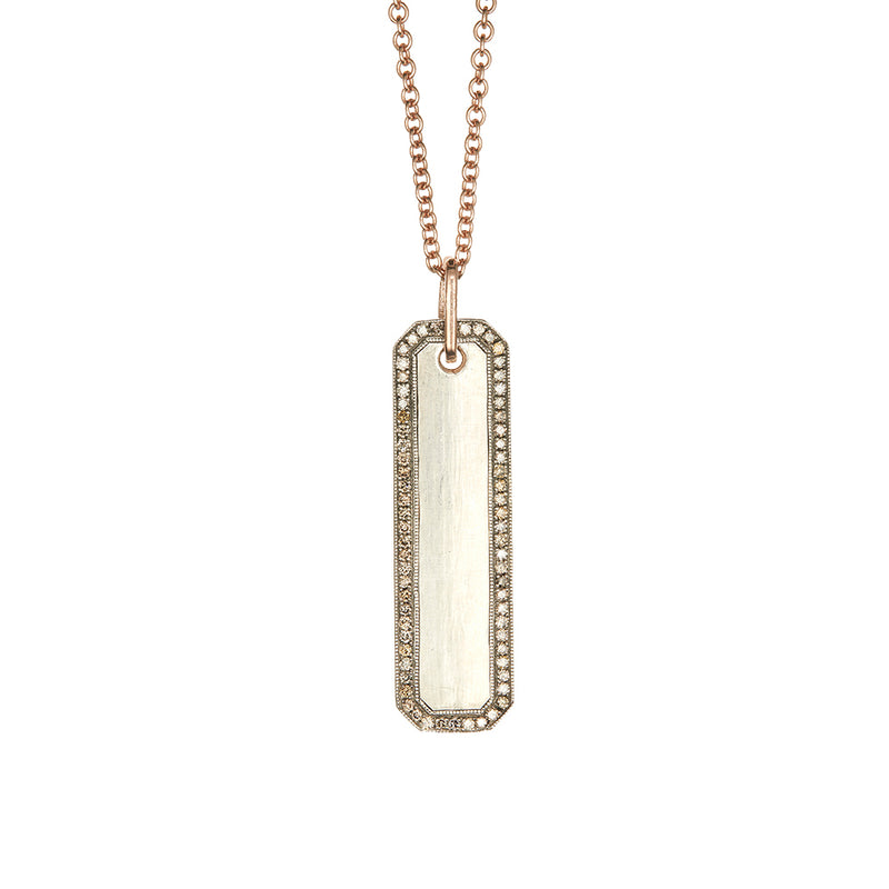 Sterling Silver Champagne Diamond Bar Pendant - Sofia Jewelry