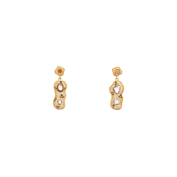 18 Karat Yellow Gold Congac Diamond Drop Earrings