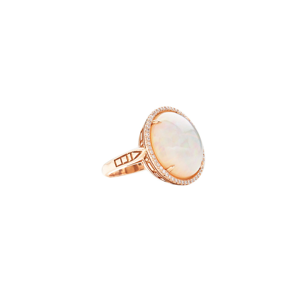 18 Karat Rose Gold Ethiopian Opal Diamond Ring