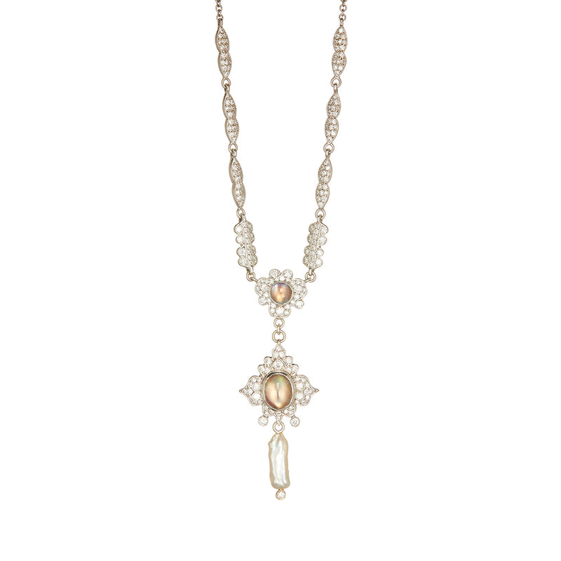 White Gold Diamond Necklace - Sofia Jewelry