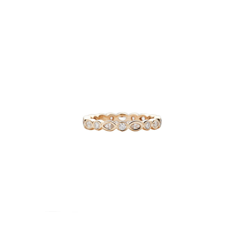 18 Karat Yellow Gold Marquise Shape Diamond Band