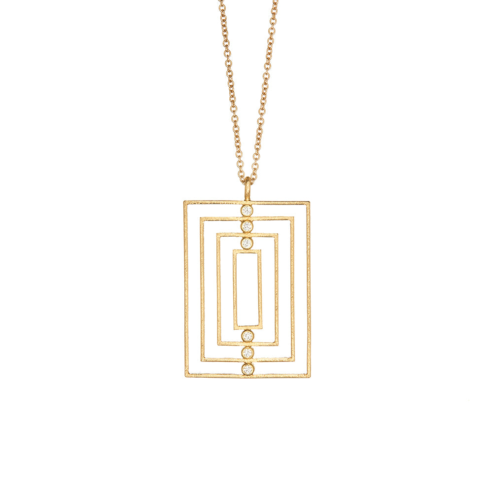 Yellow Gold Art Deco Diamond Necklace - Sofia Jewelry