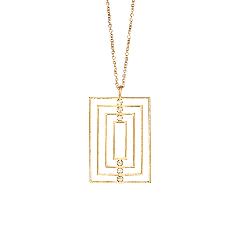 Yellow Gold Art Deco Diamond Necklace - Sofia Jewelry