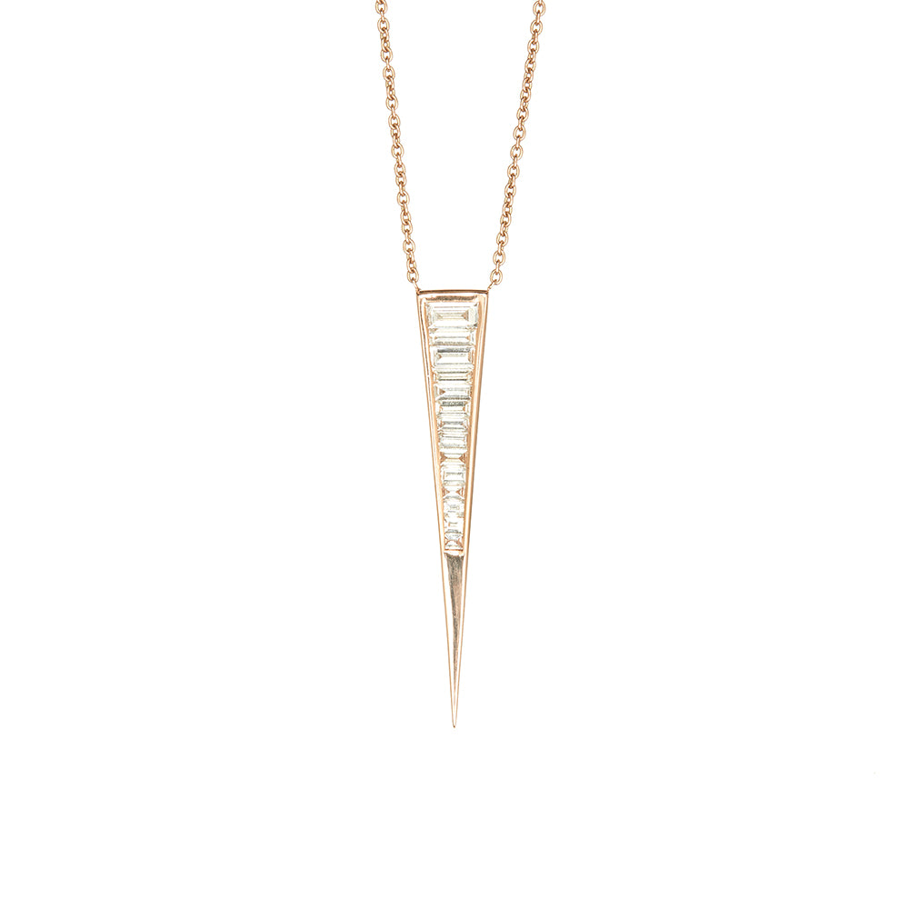 Rose Gold Trikon Diamond Baguette Pendant - Sofia Jewelry