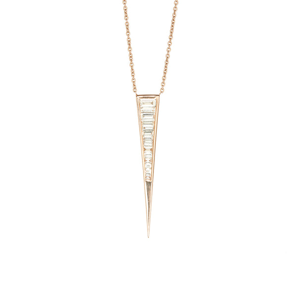 Rose Gold Trikon Diamond Baguette Pendant - Sofia Jewelry