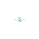 Platinum Three Stone Ring with Emerald Cut Diamond